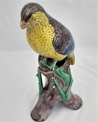 Japanese Arita Porcelain Parrot Okimono Figurine decorated in Ko Kutani Style Meiji antique circa 1870 -  29 cm high 939 grammes