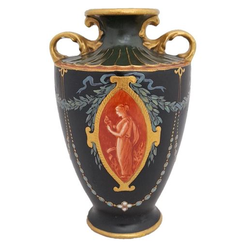 Antique Derby Porcelain Vase Hydria Painted Classical Muse Clio - W Lambert - Old Crown Derby China Works King Street William Larcombe period Antique circa 1915 14 cm high