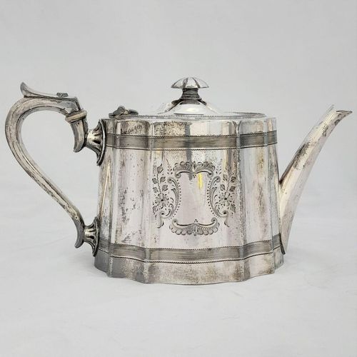 James Dixon silver plated Commode shaped EPBM tea pot engraved