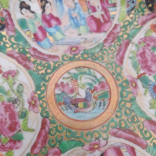 close up 5 of the central duck medallion cartouche on the saucer