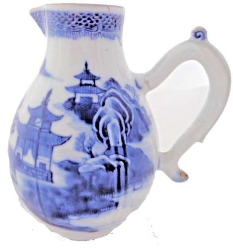 Chinese Porcelain Sparrow Beak Jug HP Blue Qianlong 乾隆 Qing 清代 Antique c 1760