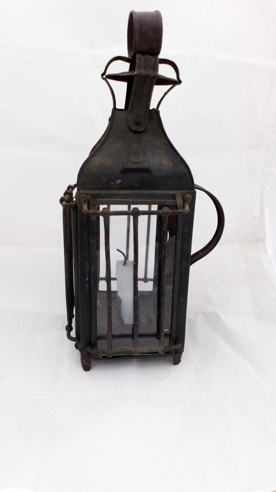 Tin Hand Held Candle Storm Lantern No 1 Toleware Hurricane Lamp Antique 19th C