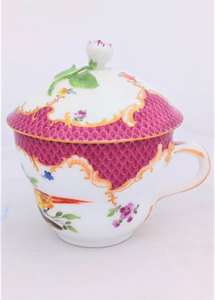 Antique Marcolini Period Meissen Porcelain Lidded Chocolate Cup c 1785