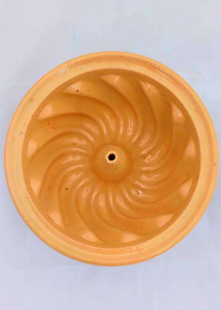 Yellow Ware Slip Pottery Turks Cap Bundt Cake Mould Mielle French Antique c 1880