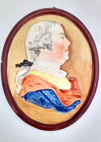 Georgian Pearlware Portrait Plaque General Monckton Enamelled Antique c 1785
