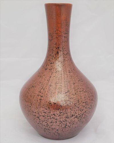 Antique Pilkington Lancastrian Aventurine Glazed Vase bottle shape 2293 circa 1905 14 cm high fully marked