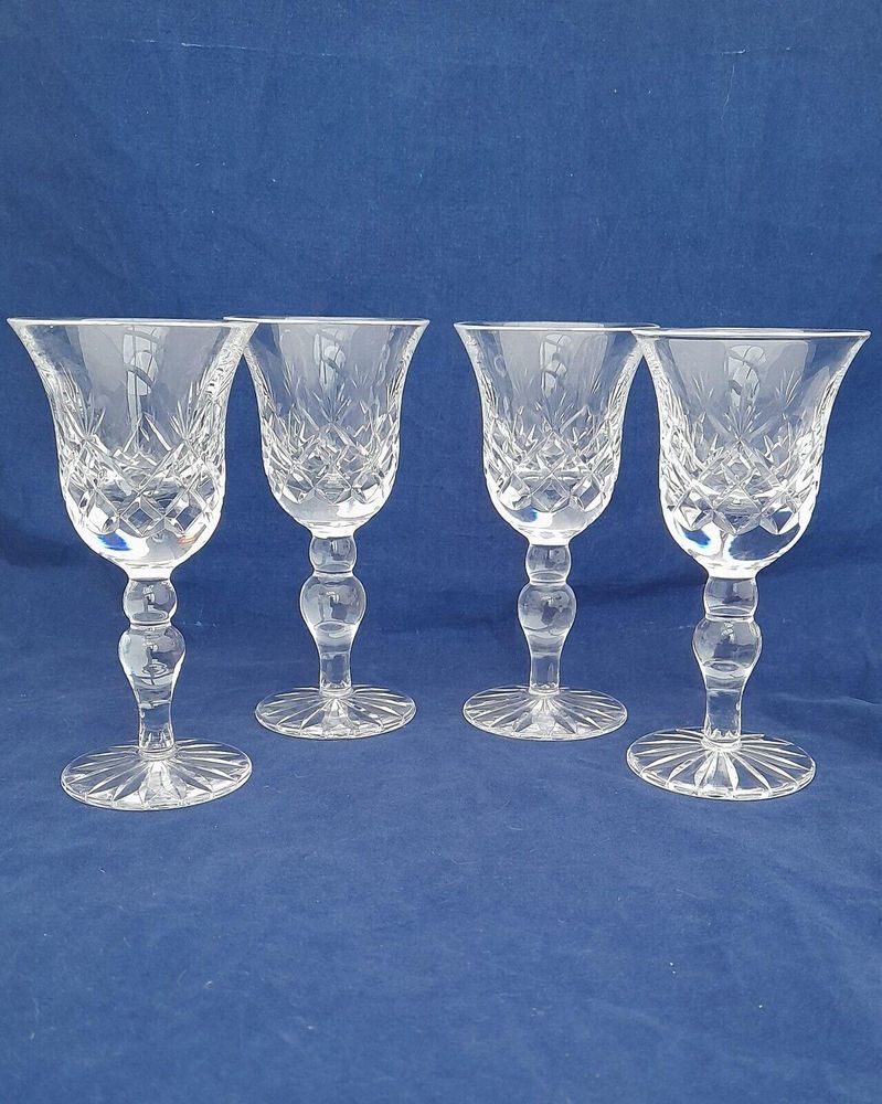 Four Cumbria Crystal Port or Sherry Glasses Keswick Pattern Hand Blown and Cut