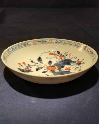 Chinese Imari Export Porcelain Tea Bowl & Saucer Hand painted Scroll Flower & Butterflies Antique Qing 18th century 1730 late Yonzheng early Qianlong