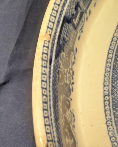 Antique Stone Ware Blue & White Transfer Printed Stilton Stand Willow Pattern circa 1850 27.3 cm diameterAntique Stone Ware Blue & White Transfer Printed Stilton Stand Willow Pattern circa 1850 27.3 cm diameter