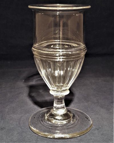 Antique Georgian Stemmed Wine Glass Panel Cuts Applied Pulley Rings circa 1780 - 1800 12.5 cm  100 ml capacity