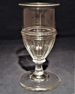 Antique Georgian Stemmed Wine Glass Panel Cuts Applied Pulley Rings circa 1780 - 1800 12.5 cm  100 ml capacity