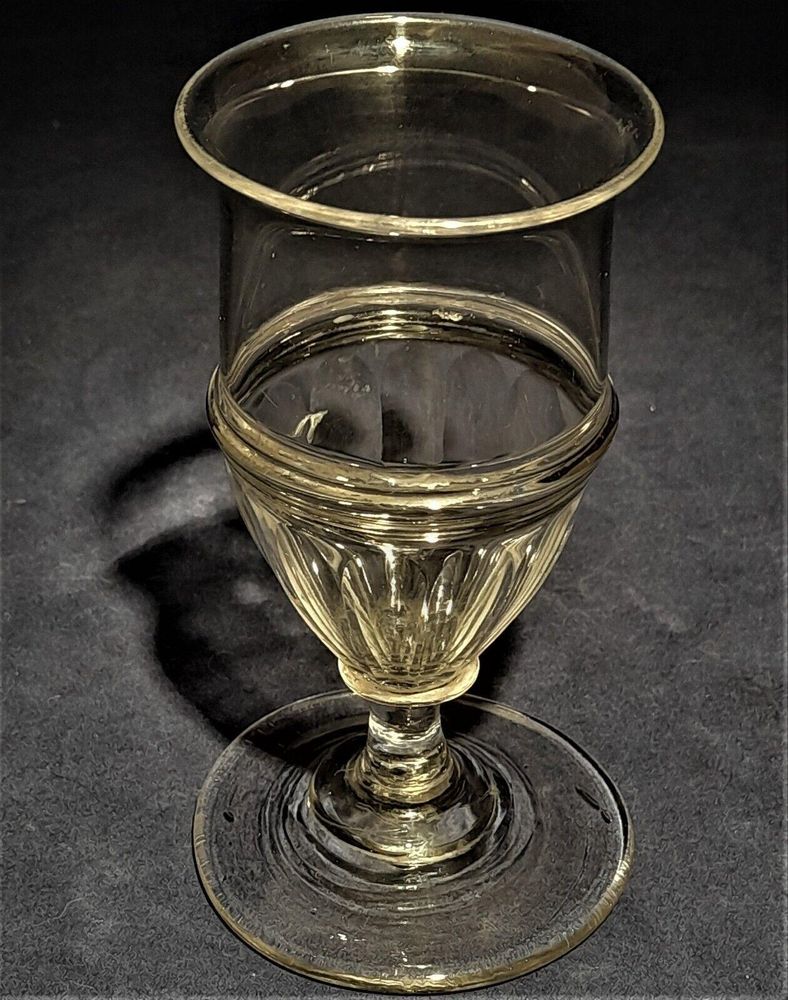 Antique Georgian Stemmed Wine Glass Panel Cuts Applied Pulley Rings circa 1780 - 1800 12.5 cm  100 ml capacity