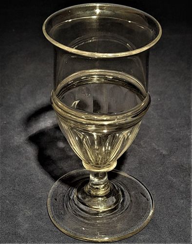 Antique Georgian Stemmed Wine Glass Panel Cuts Applied Pulley Rings circa 1780 - 1800 12.5 cm  100 ml capacity
