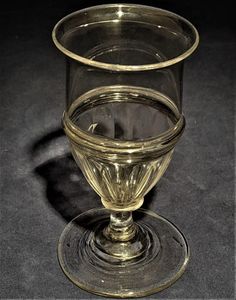 Antique Georgian Stemmed Wine Glass Panel Cuts Applied Pulley Rings circa 1780 - 1800 12.5 cm  100 ml capacity