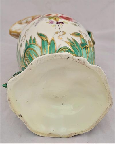 Antique Regency Daniel & Son Porcelain Swan lipped Vase Ewer or Jug Hand Painted Botanicals circa 1825. Made by Henry & Richard Daniel Shelton Staffordshire. 242mm high weighs 516 grammes unpacked.
