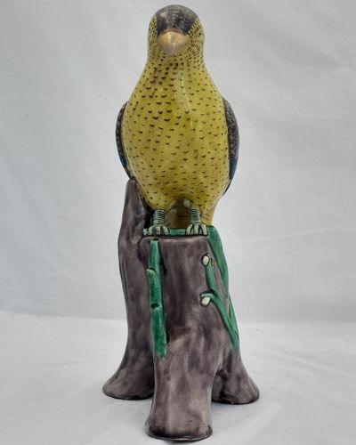 Japanese Arita Porcelain Parrot Okimono Figurine decorated in Ko Kutani Style Meiji antique circa 1870 -  29 cm high 939 grammes