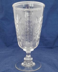 Antique Victorian Cut Glass Celery Vase with Folded Rim to a Bell Shaped bowl on a Baluster Stem and plain foot - circa 1870 21 cm high 10 cm diameter