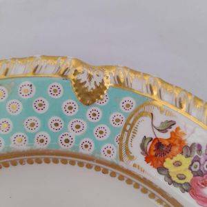 Detail border - John Rose Coalport Porcelain dessert plate - Oeil de Perdix Union pattern border floral cartouches circa 1825
