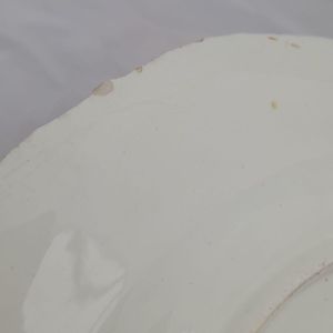 Detail rim nicks  - John Rose Coalport Porcelain dessert plate - Oeil de Perdix Union pattern border floral cartouches circa 1825