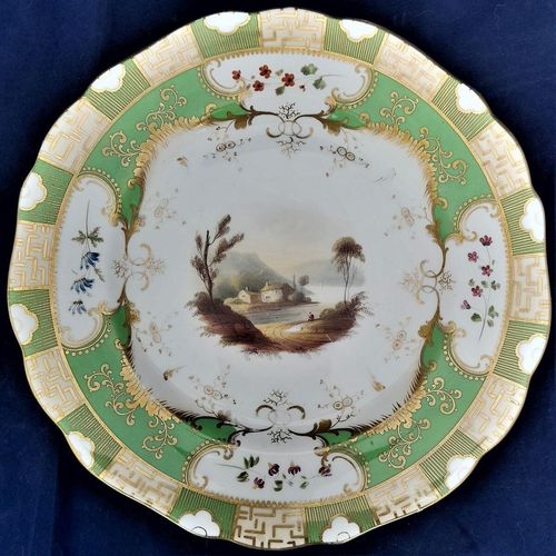 Main image  - Antique Alcock Porcelain dessert plate - Pattern 2/2253 Topographical scene circa 1830