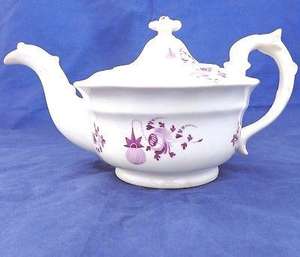 Hilditch Porcelain Round Old English Shape Teapot Dolphin Handled Antique c 1830