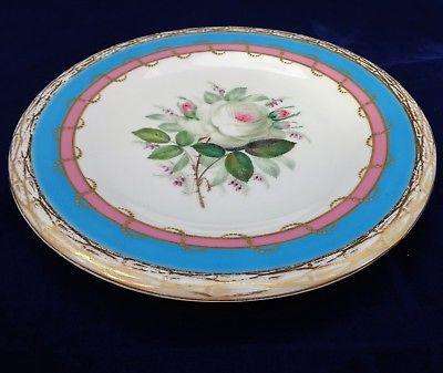 Antique Worcester Porcelain Kerr & Binns Cabinet Plate Painted Roses p 7249 1850