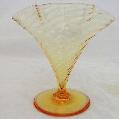 Art Nouveau Glass John Walsh Walsh Footed Posy Vase Pale Amber British Art Glass