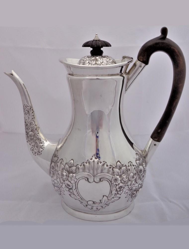 Victorian Silver Coffee Pot HM Sterling London 1899 WGJL Repousse Antique 682g