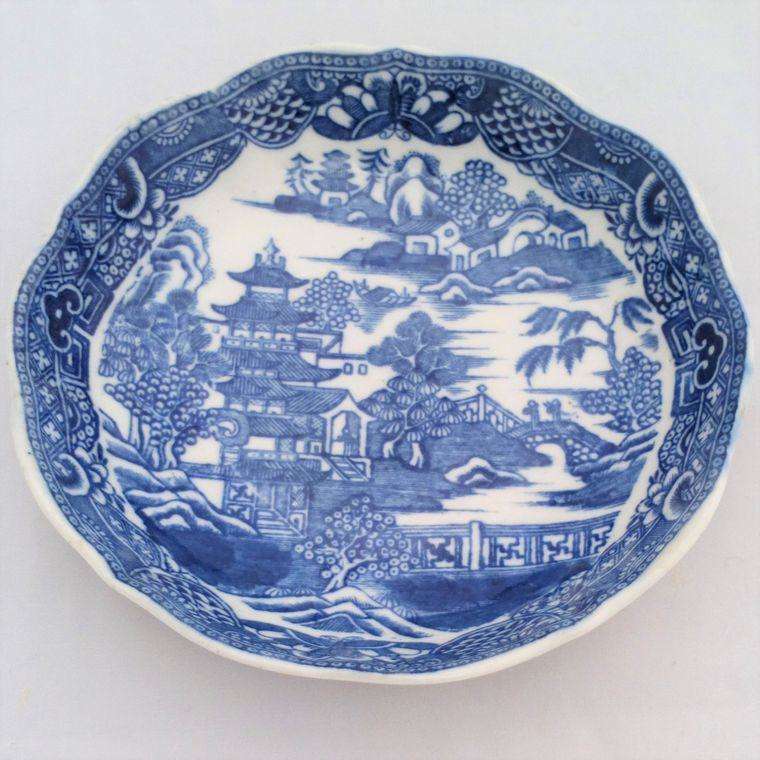 Caughley Porcelain Saucer Blue & White Printed Broseley Pattern 2 Salopian 1785