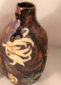Pair of Porcelain Chrysanthemum Japonesque Vases Antique circa 1880
