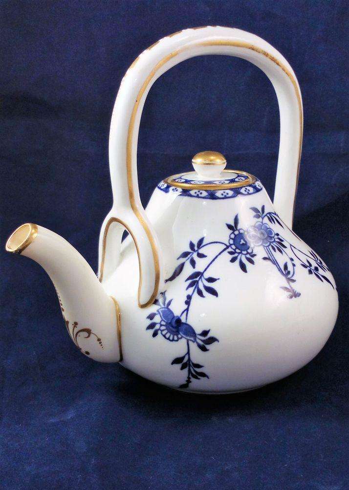 Mintons Porcelain Teapot Blue and White Aesthetic Movement Antique 1878