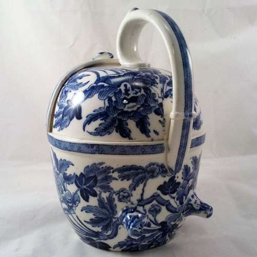 Antique Wedgwood Simple Yet Perfect Teapot Peony Pattern Transferware 1908 SYP