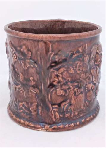 Novelty Frog Mug Jolly Topers Moulded Rockingham Treacle Glazed Antique c 1860