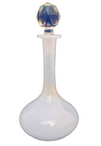 Antique opaline glass scent bottle opaque glass clear faceted ball stopper Stourbridge circa 1870