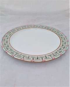 Wedgwood Pearl Body T Pierced Rim Plate Turquoise and Roses Border Dated 1865