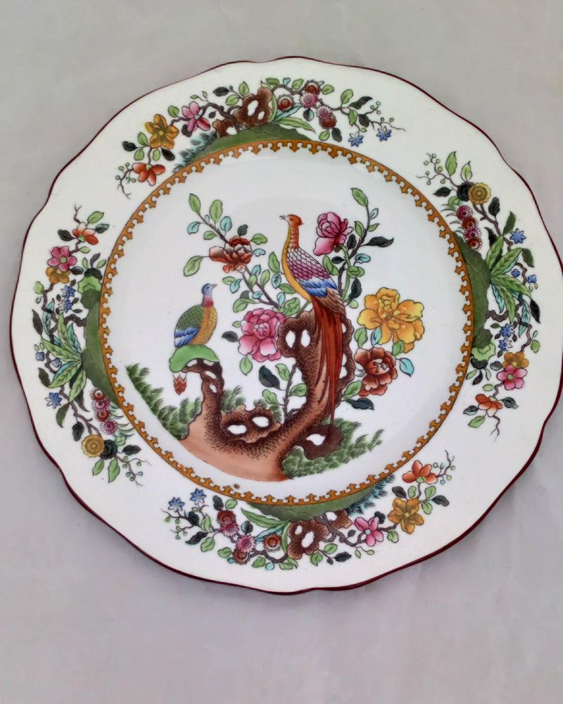 Antique Spode Copeland Pottery Dessert Plate made for Waring and Gillow transfer printed and hand coloured Pheasant Pattern numberr 2/ 5660 dated 1908
