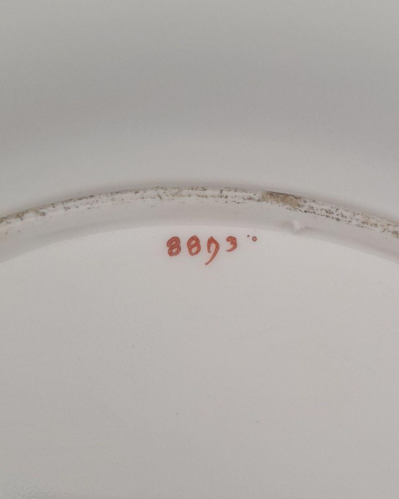 An antique Royal Worcester Porcelain Botanical Dessert Plate Heather Pattern number 8893 impressed date code 1904 Jewelled rim