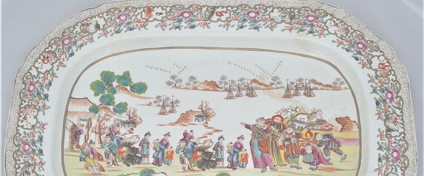 Chinoiserie Harbour scene platter circa 1820