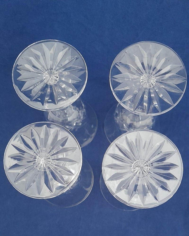 Four Cumbria Crystal Port or Sherry Glasses Keswick Pattern Hand Blown and Cut