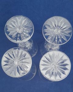 Four Cumbria Crystal Port or Sherry Glasses Keswick Pattern Hand Blown and Cut