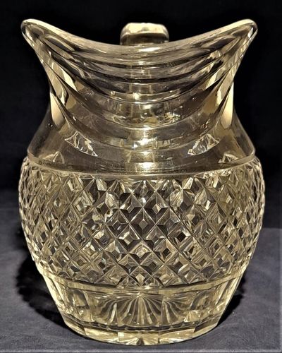 Antique Regency Lead Crystal Cut Glass Water Jug Anglo-Irish circa 1820 - relief diamond body & swag cut lip - 1 pint capacity 14.5 cm high 1 kg