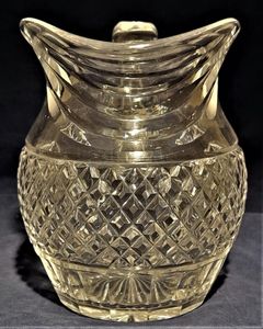 Antique Regency Lead Crystal Cut Glass Water Jug Anglo-Irish circa 1820 - relief diamond body & swag cut lip - 1 pint capacity 14.5 cm high 1 kg