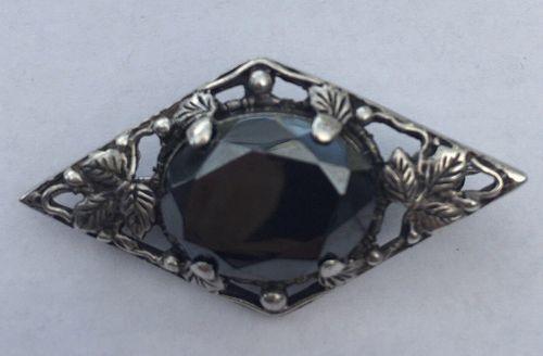 Arts and Crafts Style Silver and Haematite Brooch Possibly Bernard Instone