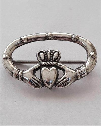 Antique Irish Silver Claddagh Brooch Pin Regd Design Number 431923 Possibly Dublin 1934