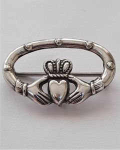 Antique Irish Silver Claddagh Brooch Pin Regd Design Number 431923 Possibly Dublin 1934