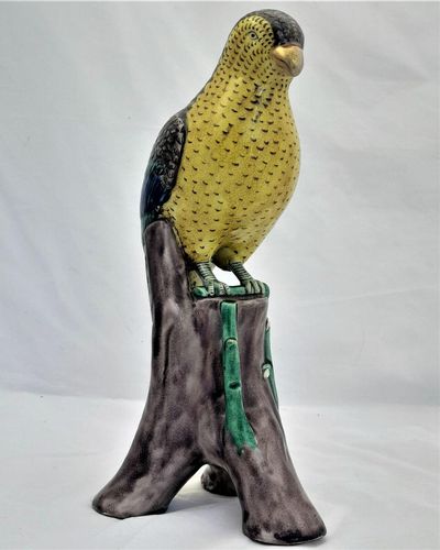 Japanese Arita Porcelain Parrot Okimono Figurine decorated in Ko Kutani Style Meiji antique circa 1870 -  29 cm high 939 grammes