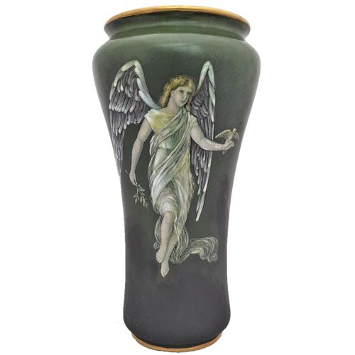 Antique Derby Porcelain Vase Hand Painted Angel of Peace - W Lambert - Old Crown Derby China Works in King Street Derby made in the William Larcombe period after Sampson Hancock Antique circa 1915 20cm high