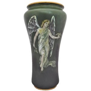 Antique Derby Porcelain Vase Hand Painted Angel of Peace - W Lambert - Old Crown Derby China Works in King Street Derby made in the William Larcombe period after Sampson Hancock Antique circa 1915 20cm high