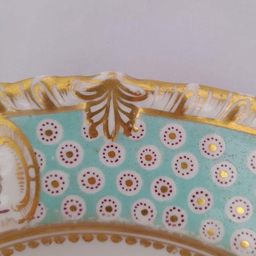 Detail border 2 - John Rose Coalport Porcelain dessert plate - Oeil de Perdix Union pattern border floral cartouches circa 1825