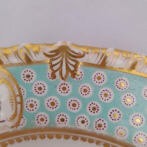 Detail border 2 - John Rose Coalport Porcelain dessert plate - Oeil de Perdix Union pattern border floral cartouches circa 1825